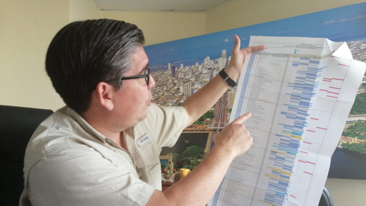 Planos. El edil muestra los sectores en los que se prevén intervenciones.