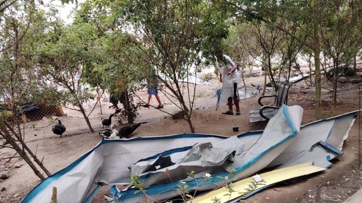 Esta es parte de la estructura que sufrió daños en el sitio.