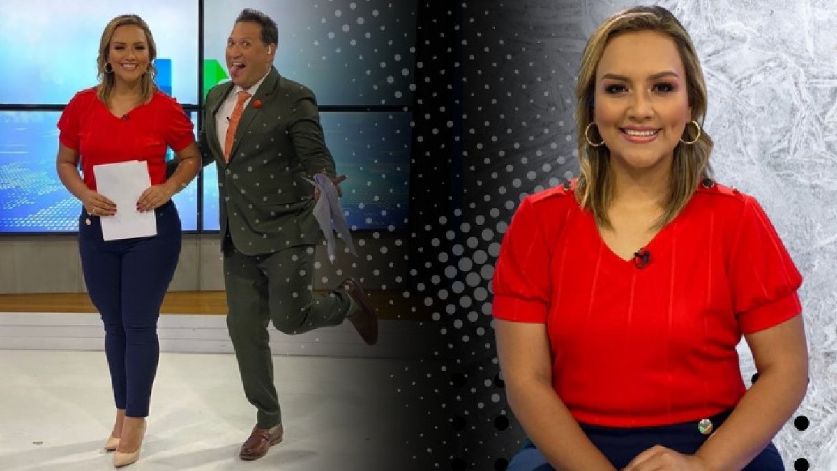 La locutora en su primera aparición televisiva.