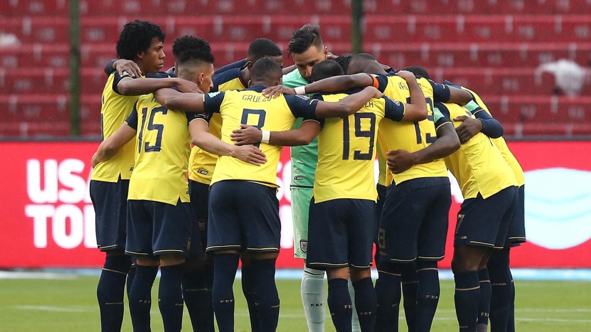 Jugadores de la selección de fútbol de Ecuador. Fotografía de archivo.