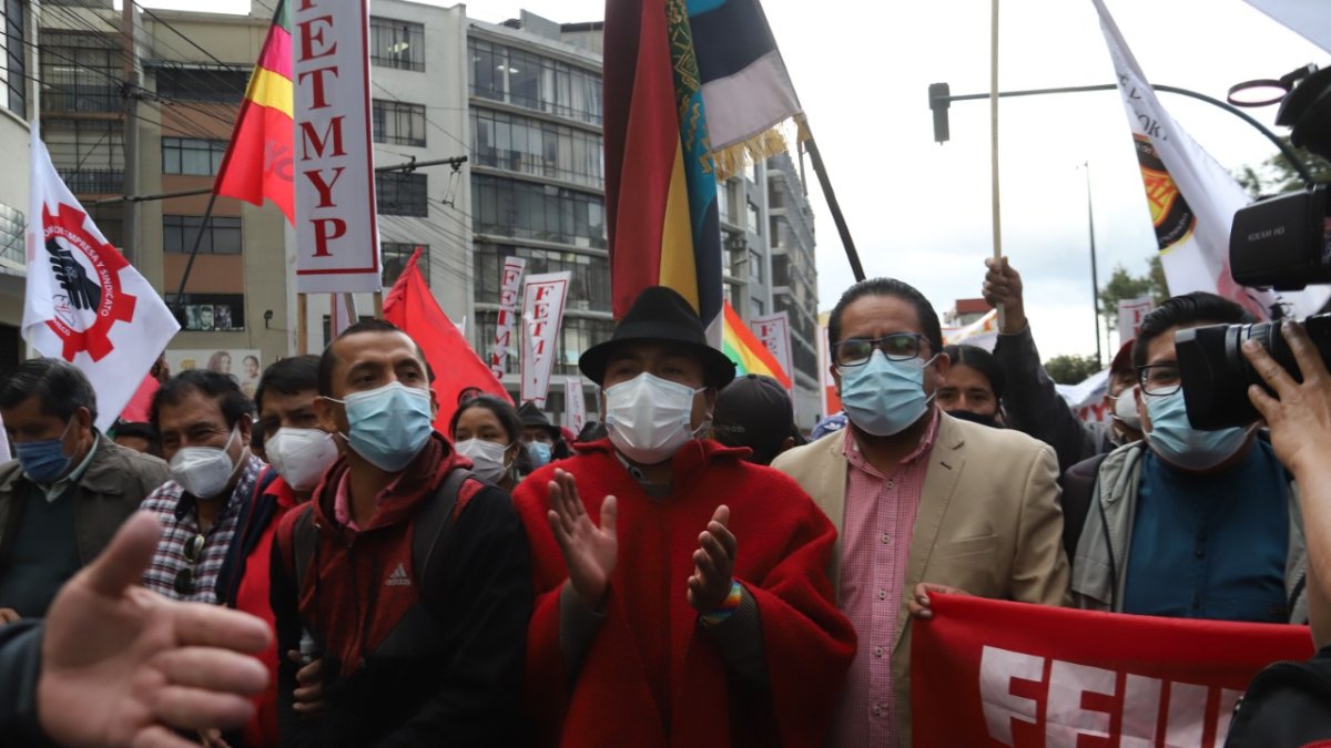 Postura. En la marcha del miércoles pasado los dirigentes sindicales e indígenas se mostraron más radicales.