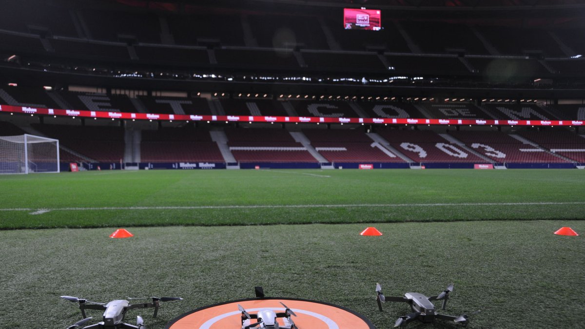 Drones en el Wanda Metropolitano.