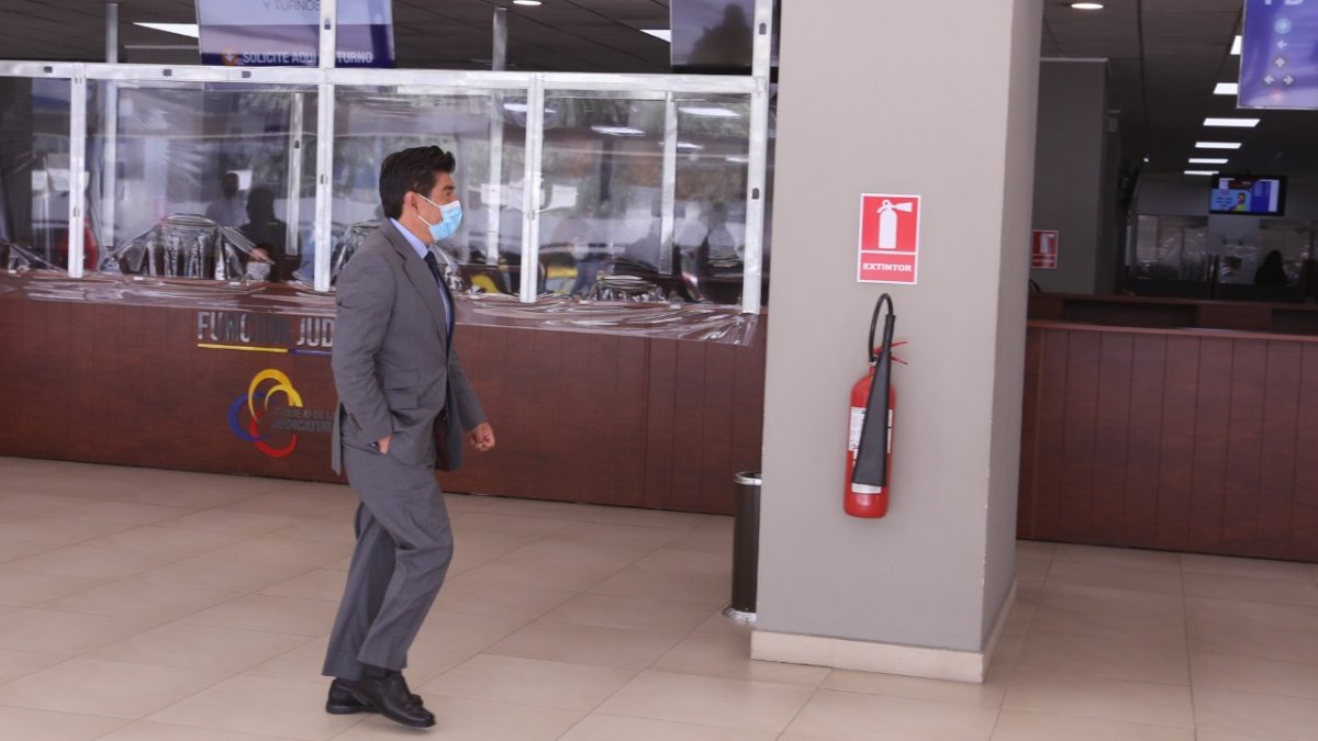 Quito. Jorge Yunda acudió el viernes 1 de octubre de 2021 a su juicio en el Complejo Judicial.
