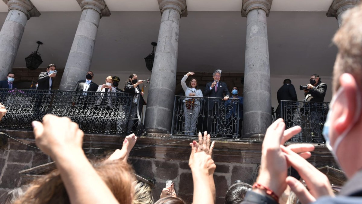 Discurso. En la Plaza Grande el presidente respondió a las amenazas de Leonidas Iza de la Conaie.