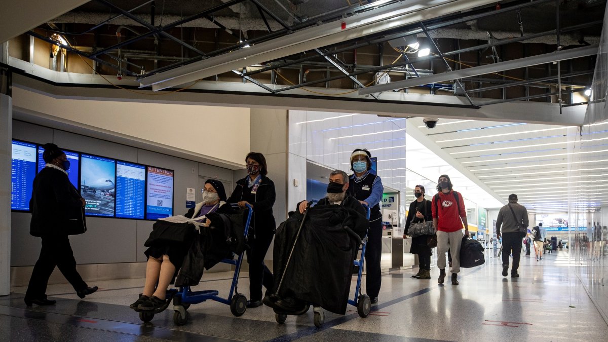 Vista de pasajeros que llegan al Aeropuerto Internacional de Los Ángeles, en una fotografía de archivo. EFE/Etienne Laurent