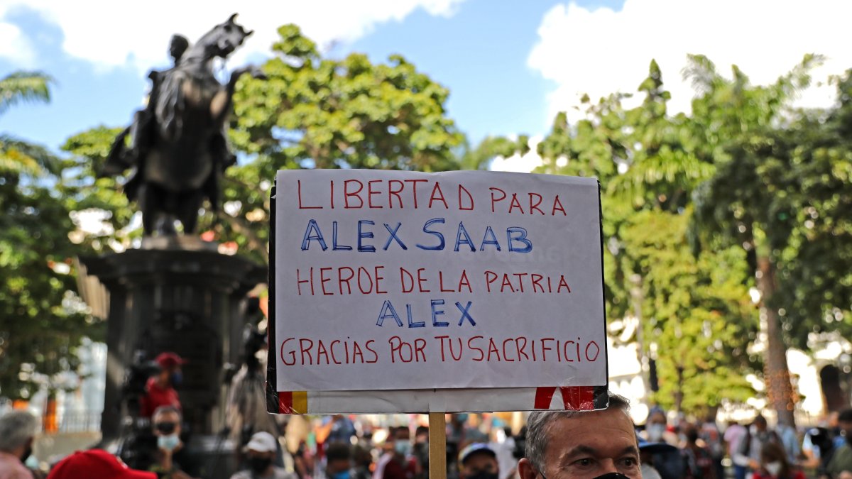 Caracas. Una marcha en apoyo de Alex Saab. Maduro quiere posicionar al empresario colombiano como mártir.