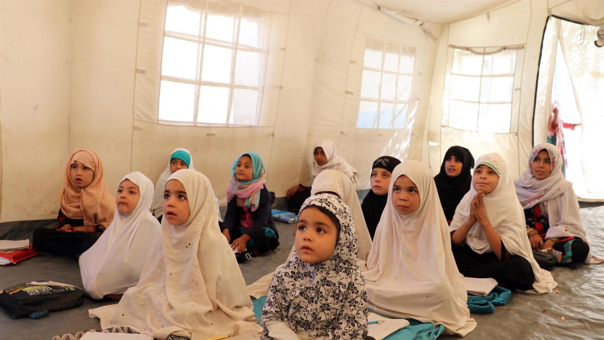 Niñas afganas en un colegio de Kandahar.