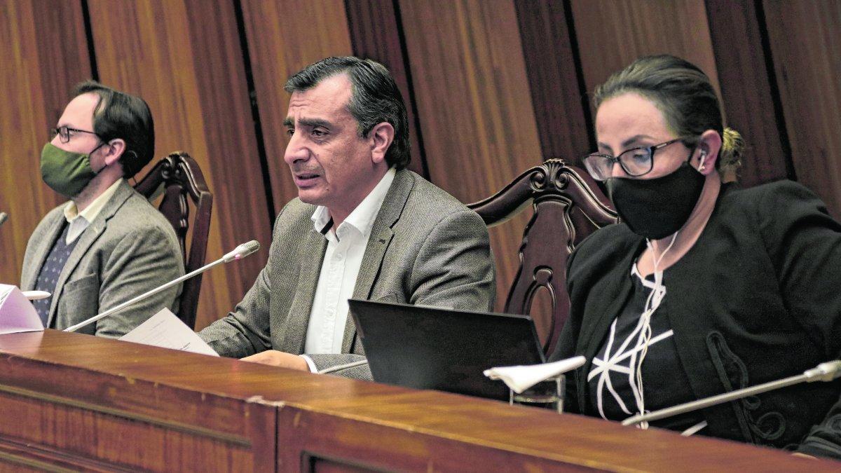 Ramiro Narváez, presidente de la Comisión de Seguridad de la Asamblea Nacional (c), en la cita de ayer.