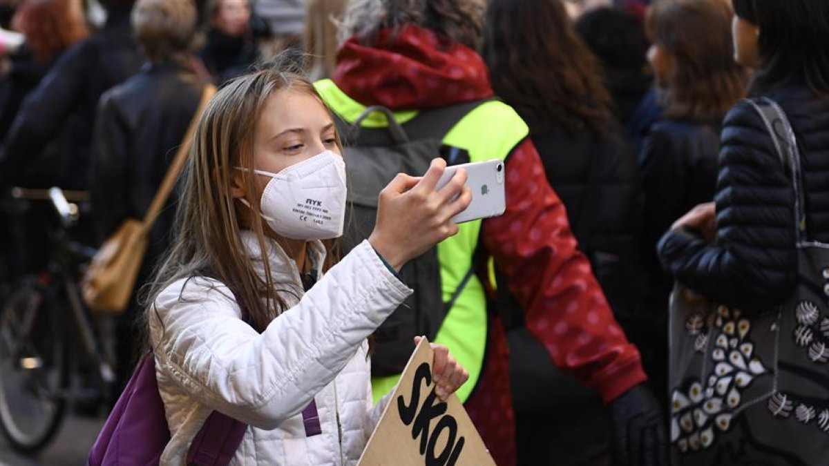 Greta Thunberg en uno de los encuentros 'Fridays For Future', el 22 de octubre.