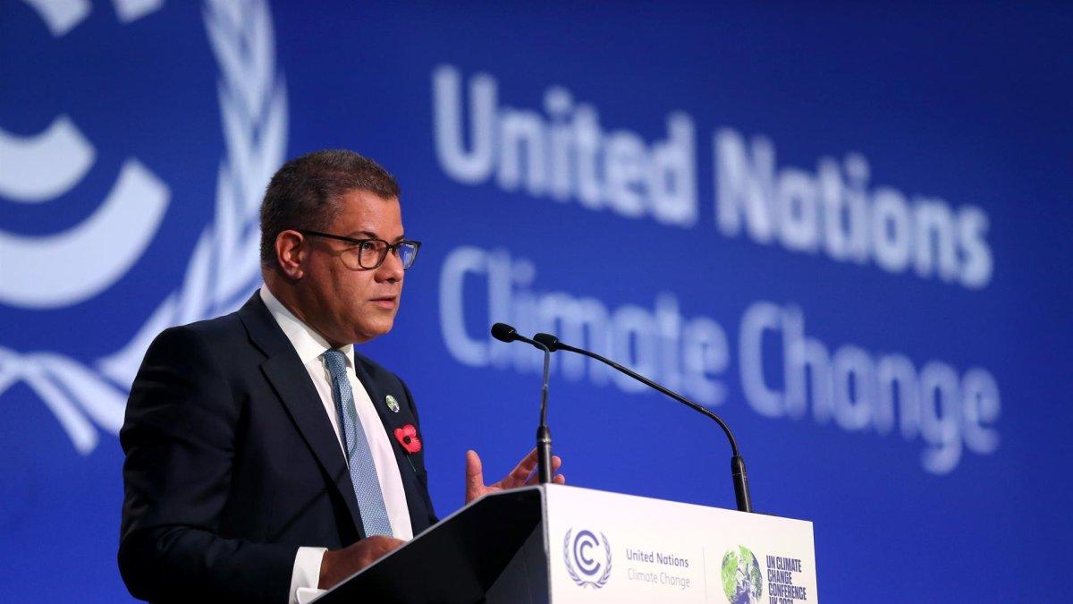 El presidente de la COP26, el británico Alok Sharma hoy en Glasgow, Reino Unido.