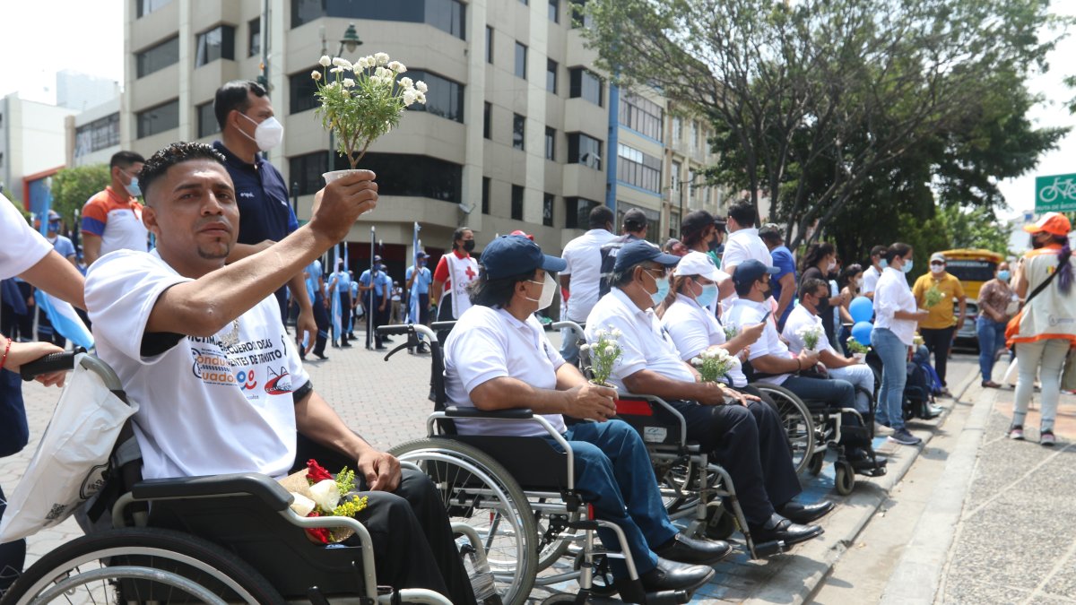 A las víctimas se les entregó plantas con flores para sembrar.