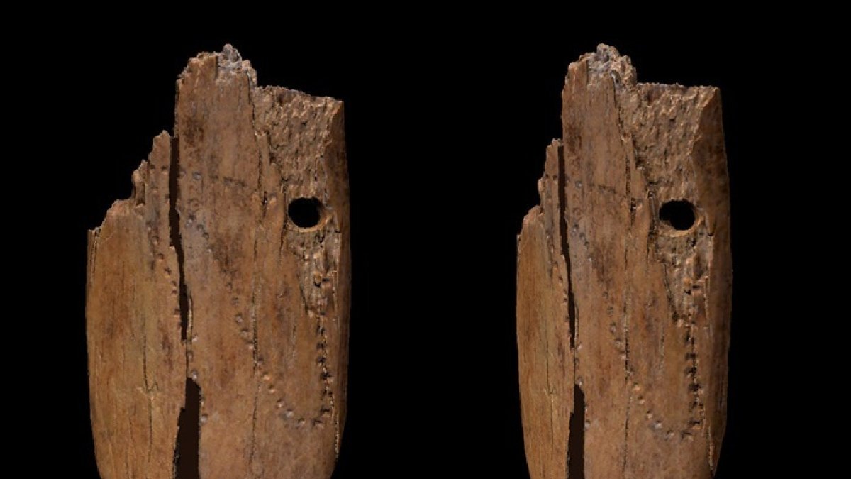 El colgante de la cueva de Stajnia está decorado con un patrón de, al menos, 50 perforaciones.