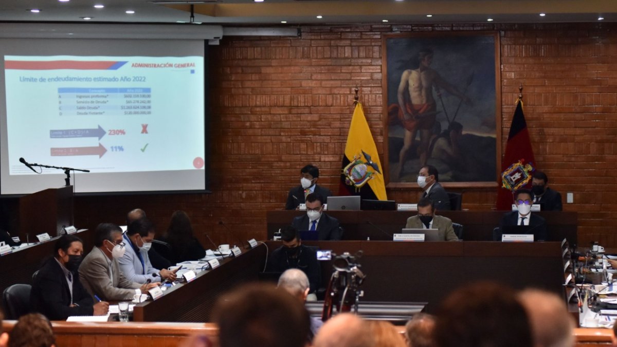 Sesión. El Concejo Metropolitano de Quito conoció en primer debate el presupuesto que se proyecta para la ciudad de Quito durante 2022.