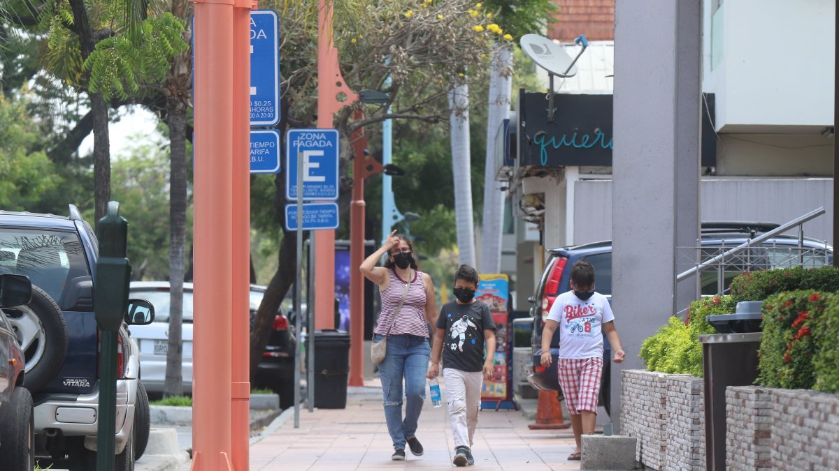 Los postes. Están pintados en la Víctor Emilio Estrada, desde la calle Las Monjas hasta Guayarte; y en algunas calles laterales, como Bálsamos.