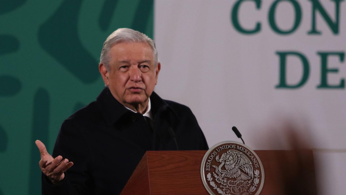 El mandatario mexicano, Andrés Manuel López Obrador, durante su conferencia matutina en Palacio Nacional en la Ciudad de México.