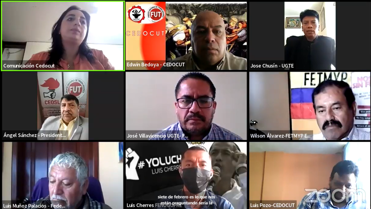Las centrales sindicales se reunieron este 14 de enero por canales virtuales y escucharon el criterio de expertos sanitarios.