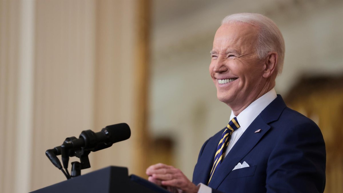 El presidente de Estados Unidos, Joe Biden, habla en conferencia de prensa en la Casa Blanca en Washington (EE.UU.), este 19 de enero de 2022.