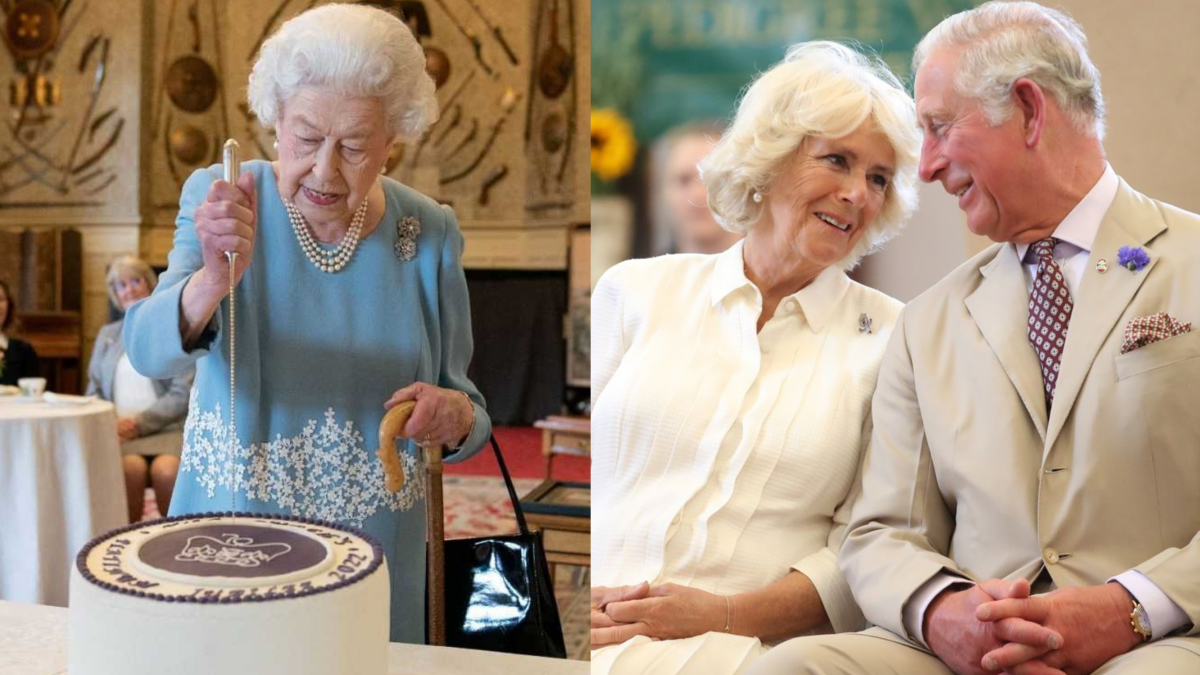 La reina Isabel II (izq) celebrando su aniversario 70 en el trono.