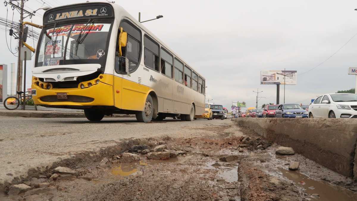Problema. Sobre la avenida circulan buses intra e interprovinciales, al igual que livianos e incluso extrapesados. Todos padecen el mismo problema: caer en los baches.