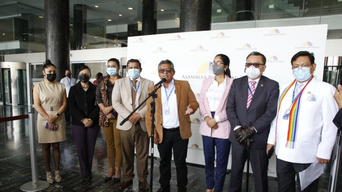 Debilitados. La facción menos radical de la bancada de Pachakutik salió a respaldar ayer a Guadalupe Llori.