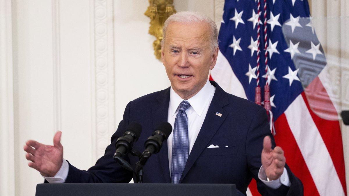El presidente de Estados Unidos, Joe Biden, fue registrado este lunes, durante una intervención pública, en la Casa Blanca, en Washington DC (EE.UU.).