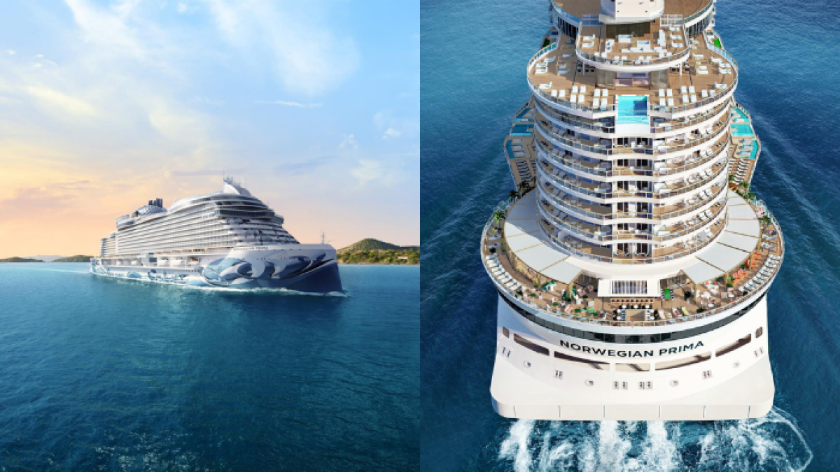 Fotografía cedida por la naviera Norwegian Cruise Line (NCL) donde aparece su nuevo crucero Norwegian Prima, de 142.500 toneladas y capacidad para 3.250 pasajeros, que es el primer barco de una serie de seis de una nueva clase que NLC tiene ya encargados al astillero italiano Fincantieri.