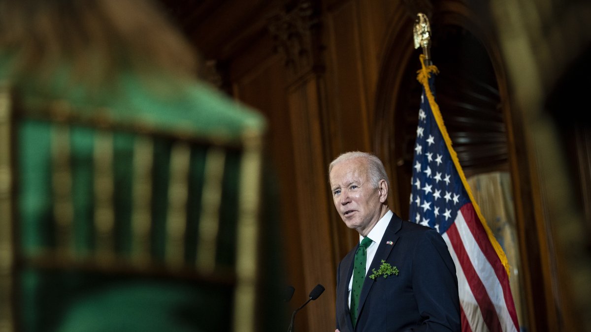 El presidente de Estados Unidos, Joe Biden, habla en el Capitolio de Estados Unidos, en Washington (EE.UU.), este 17 de marzo de 2022