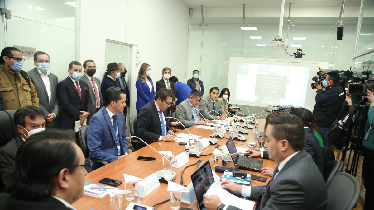 Montoneros. Viernes 18 de marzo: 25 correístas ejercen presión física sobre la mesa de Fiscalización para cambiar el calendario de juicios políticos.