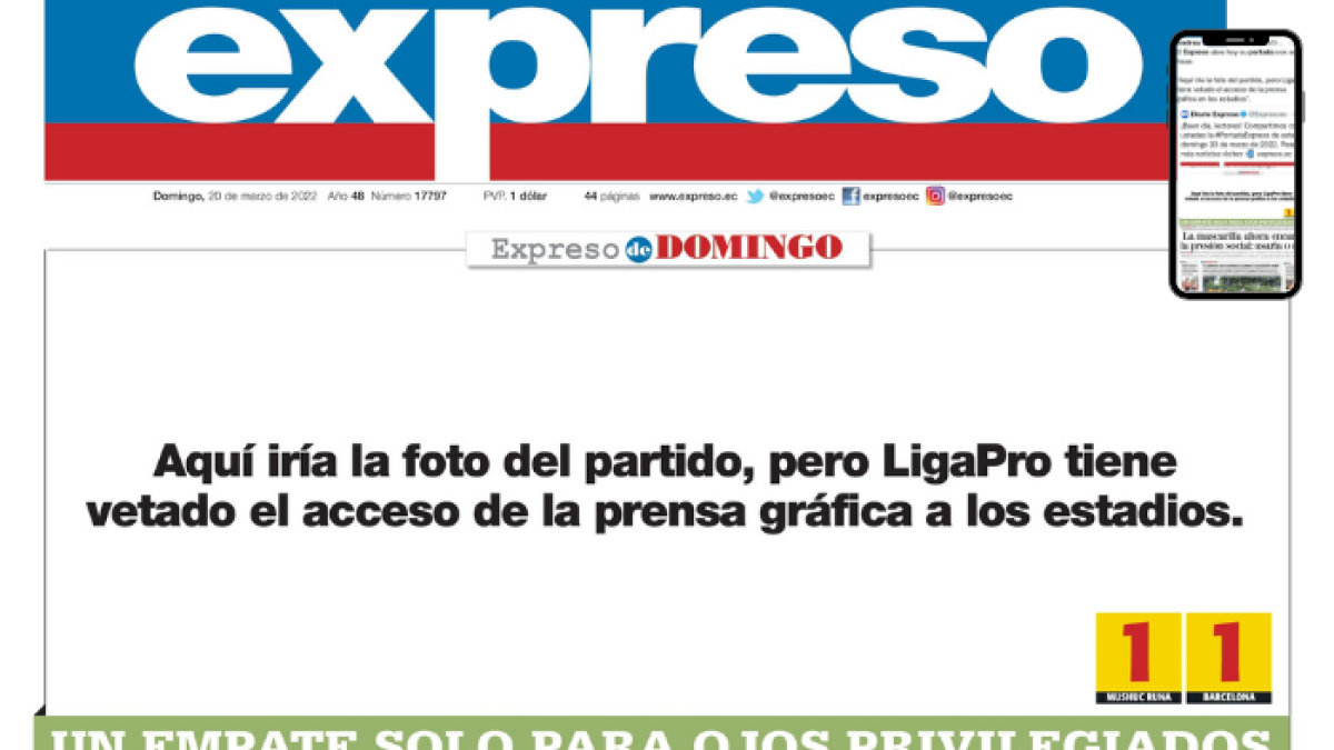 Portada Expreso del 20 de marzo de 2022.