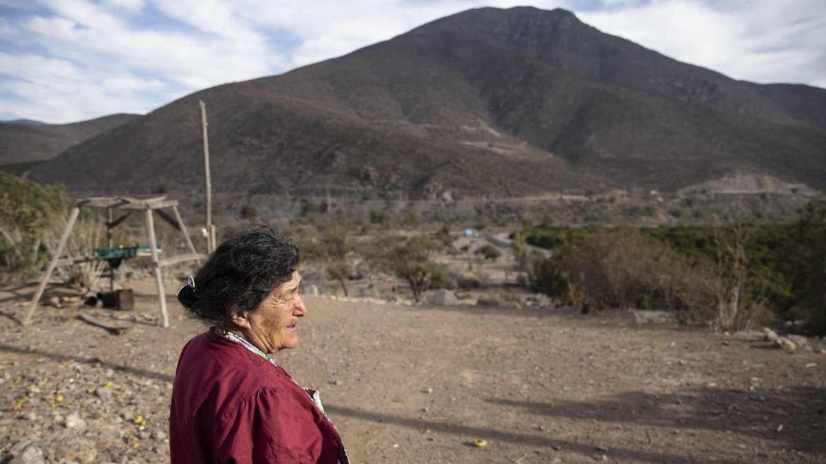 Zoila Quiroz observa el paisaje en la comuna de Petorca, el 17 de marzo de 2022, situada en la región de Valparaíso (Chile). EFE/Alberto Valdés