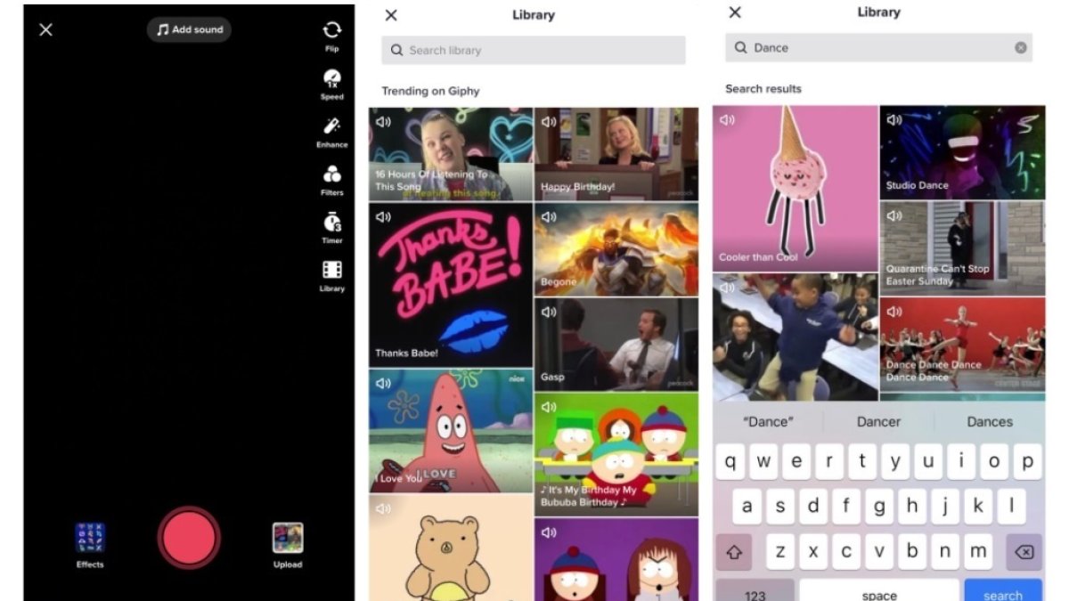 Imágenes animadas de Giphy en TikTok