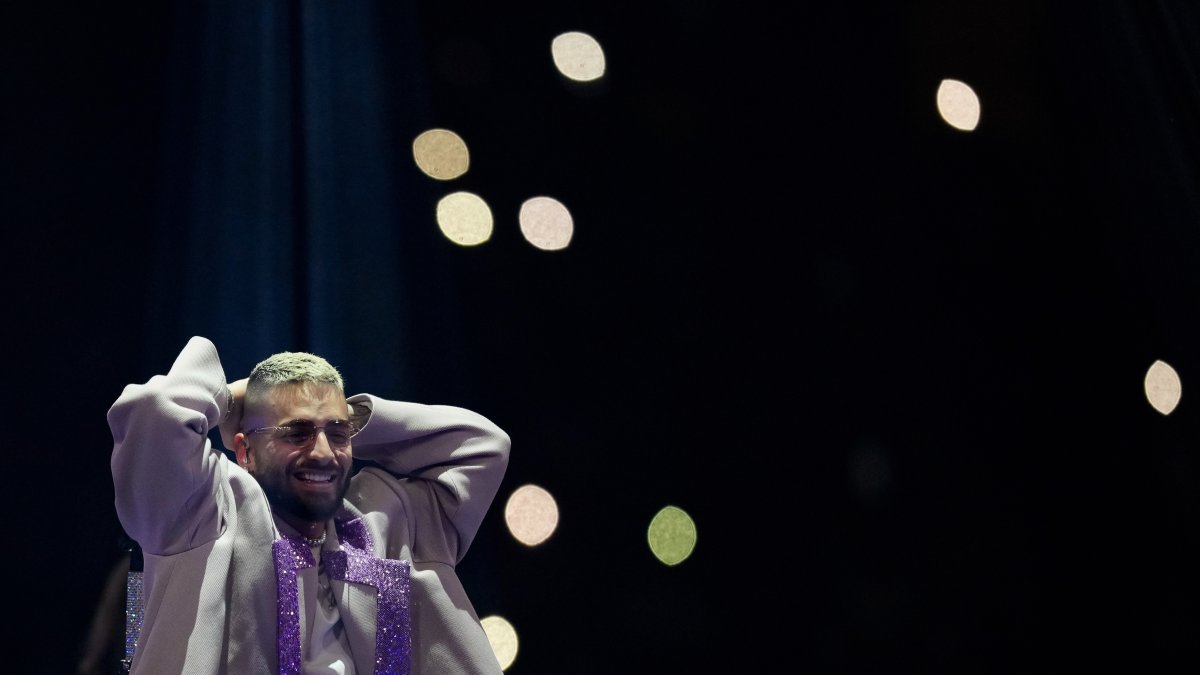 El cantante colombiano Juan Luis Londoño, Maluma, durante el concierto de Barcelona.