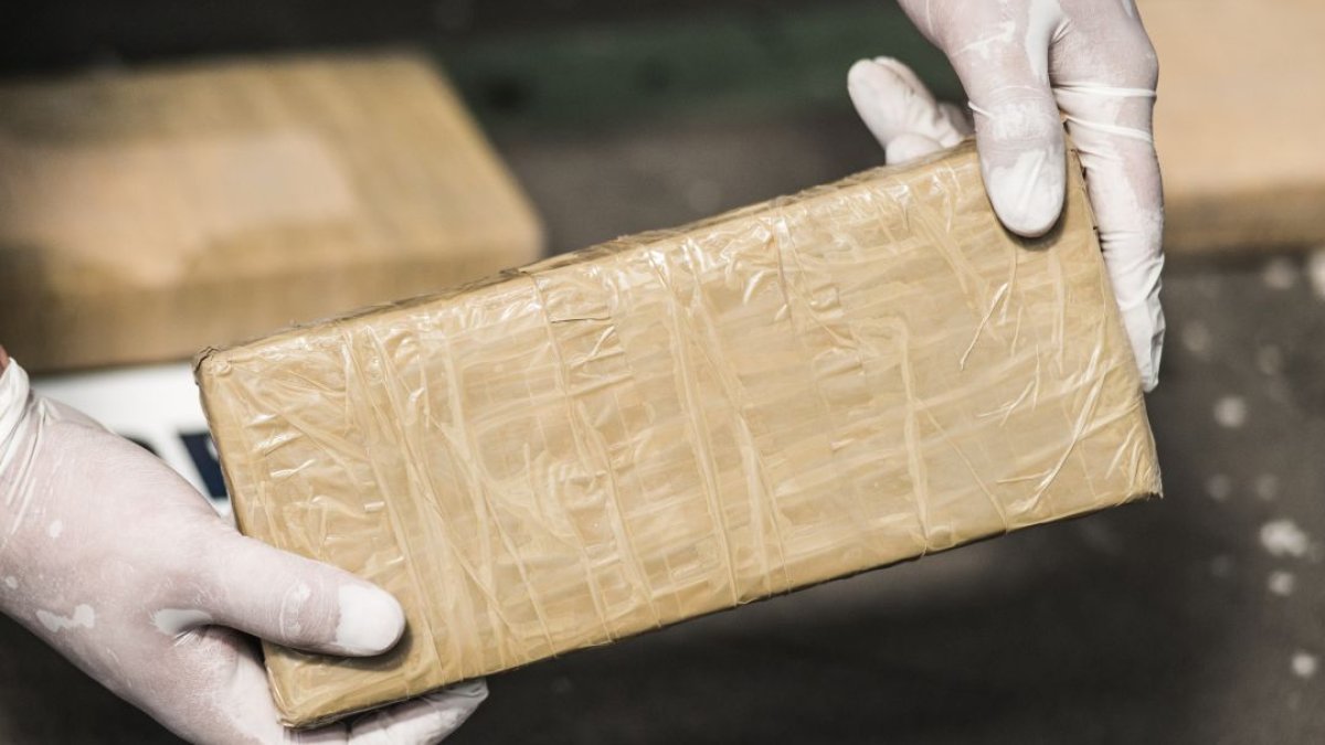 45 sacos negros de yute escondían 3.096 paquetes de forma rectangular con clorhidrato de cocaína.