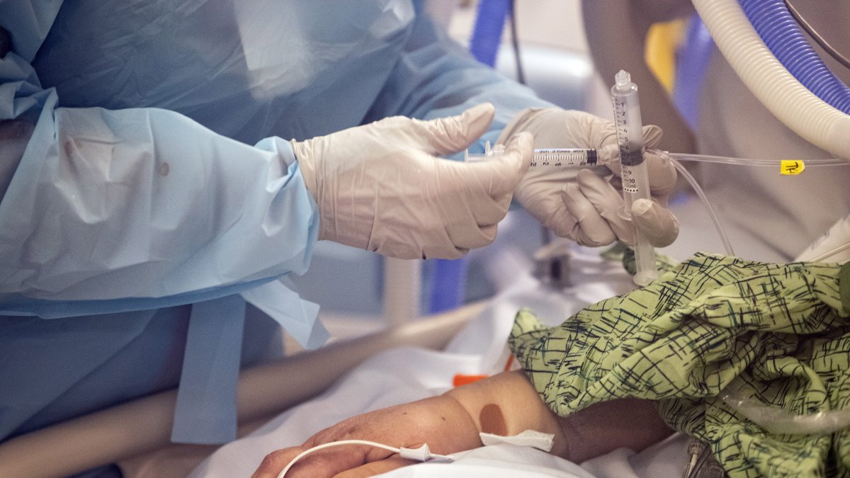 Una enfermera atiende a un paciente con covid-19 en San Diego, California, en una fotografía de archivo.