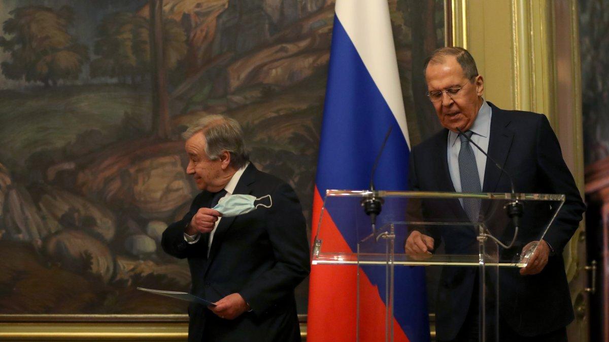 Moscú. António Guterres (izq.), junto a Serguéi Lavrov, ministro de Relaciones Exteriores de Rusia.