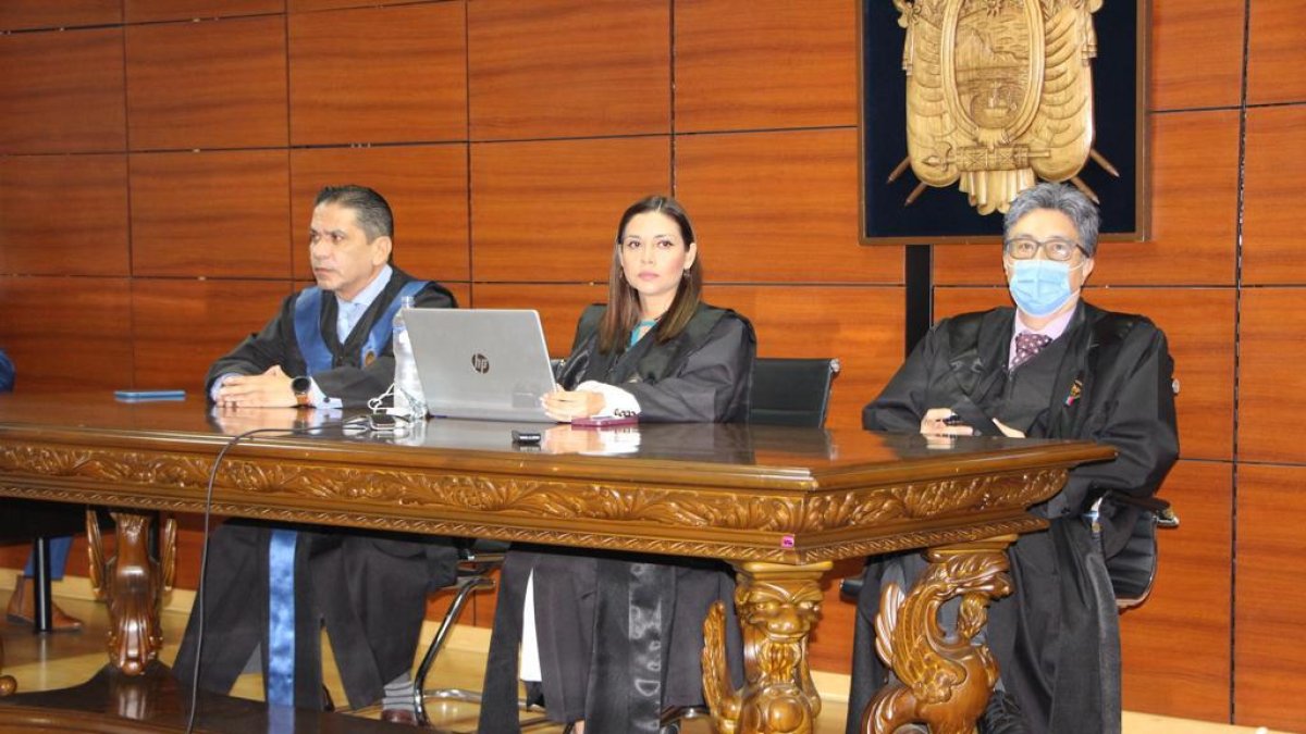 Tribunal. Los jueces Mercedes Caicedo (ponente), Adrián Rojas y Marco Rodríguez,  condenarón a Vélez a un año de cárcel.