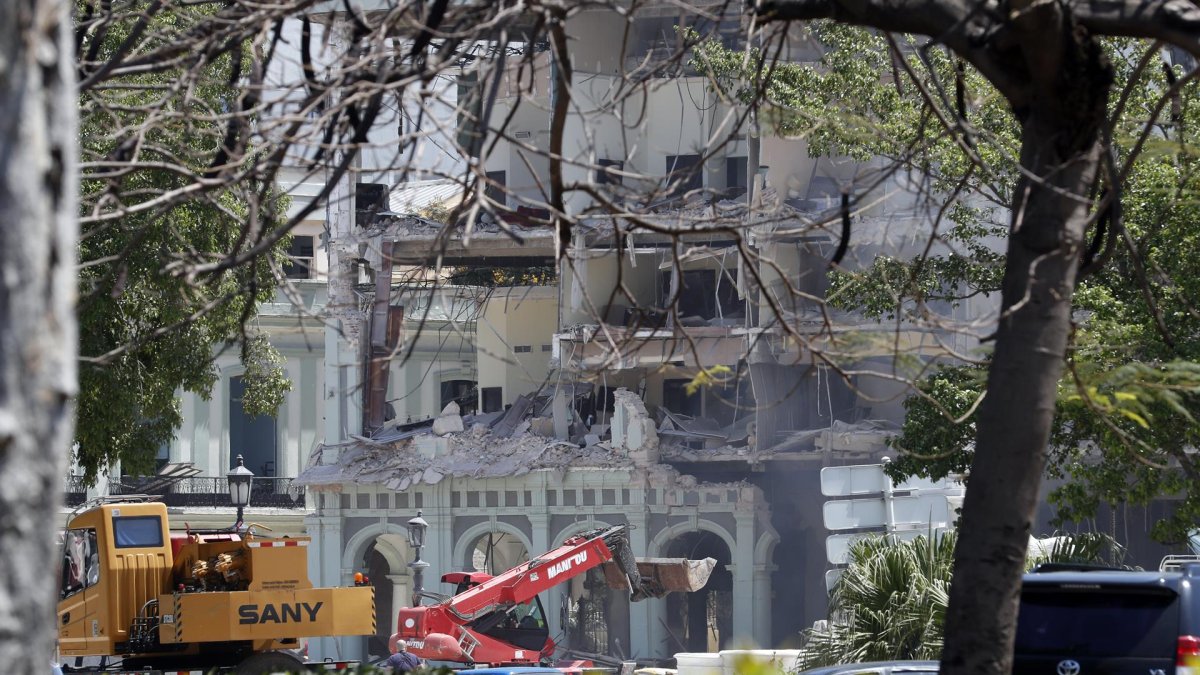 Fotografía de la zona donde se registro una explosión en La Habana (Cuba).