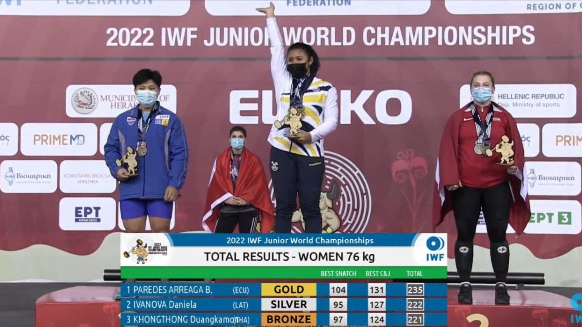 Bella Paredes durante la entrega de medallas.