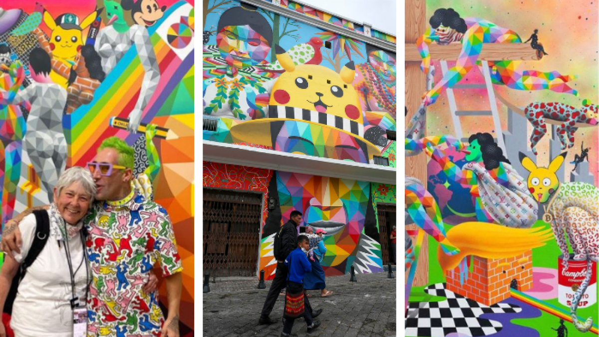 Algunas imágenes de murales de Okuda incluido el de Quito.