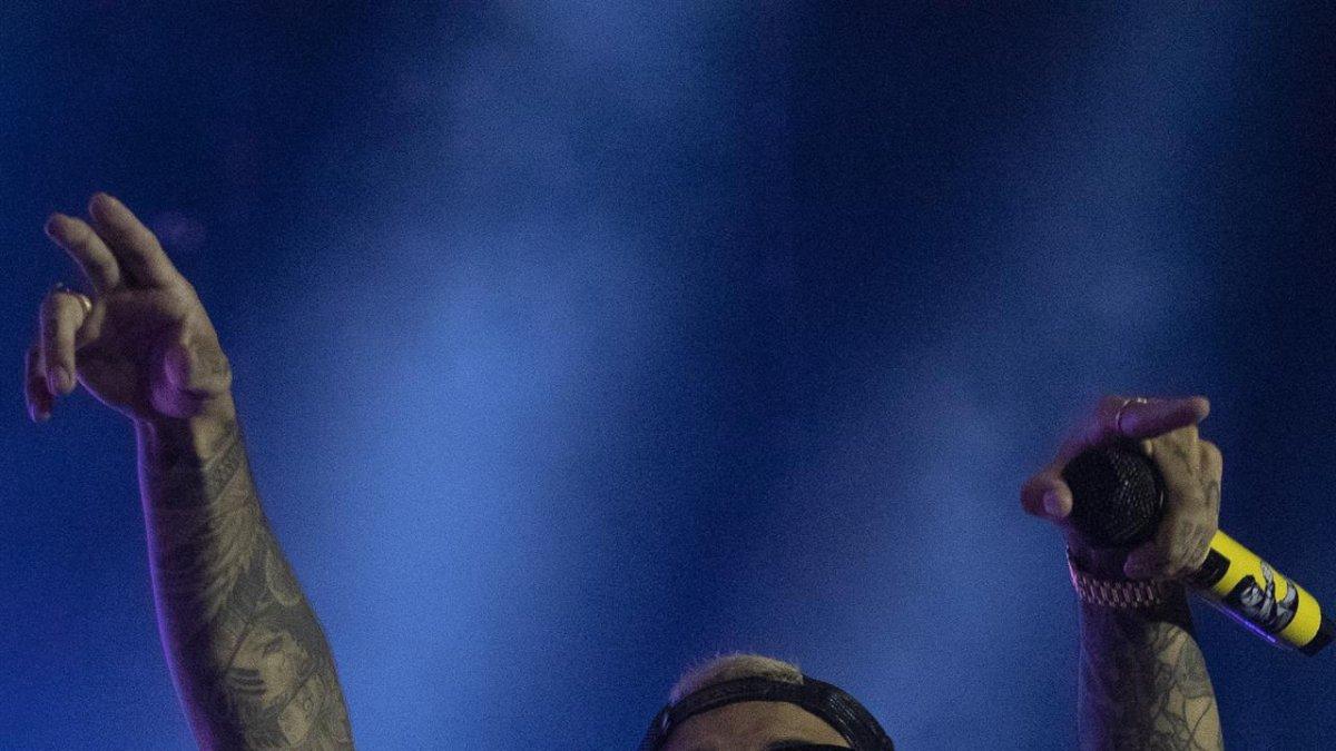 El cantante puertorriqueño de música urbana Rauw Alejandro, durante el concierto 