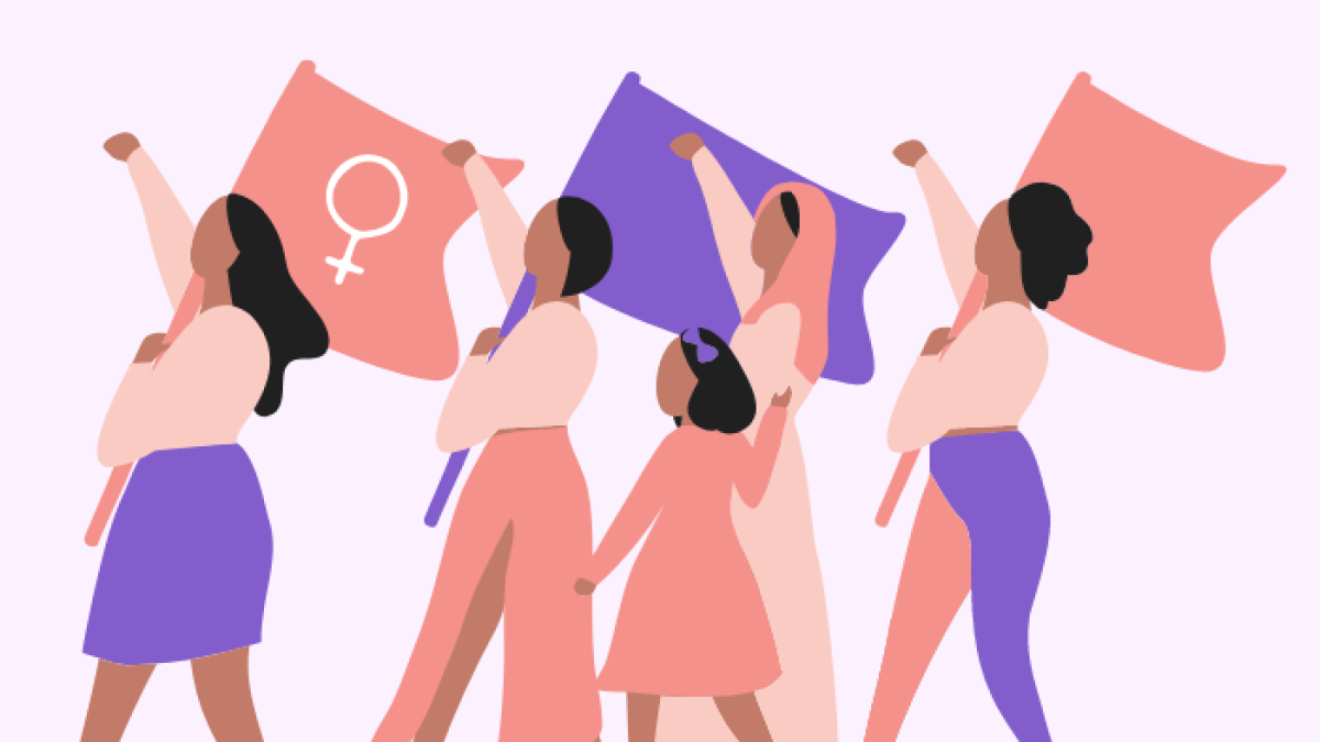 Referencia de mujeres protestando por sus derechos