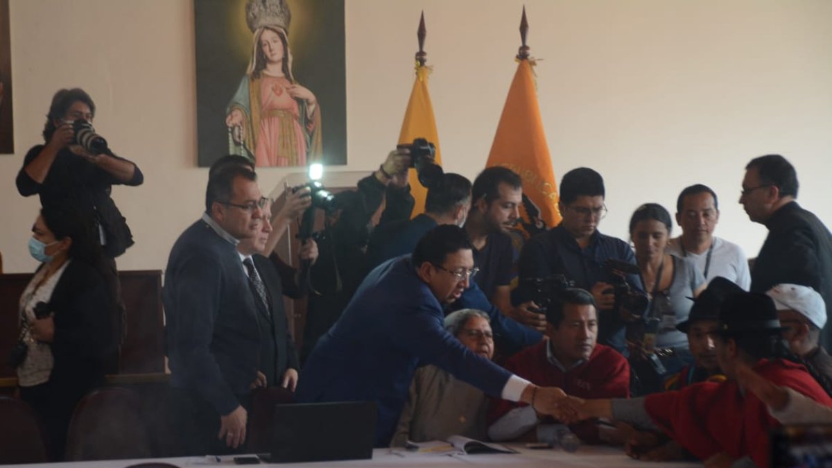 Virgilio Saquicela durante el segundo intento de diálogo que se realizó este 28 de junio.