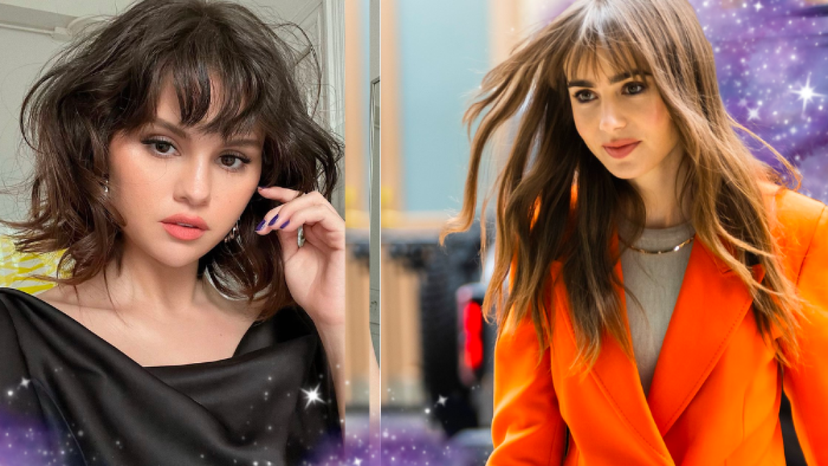Las artistas Selena Gómez y Lily Collins acompañan sus melenas con un cerquillo.