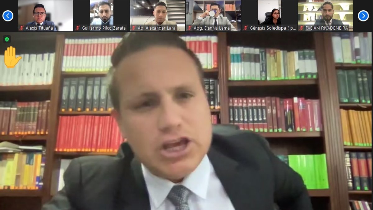 Corte. Estaba previsto que la diligencia de apelación sea vía telemática. Cristian Romero es abogado de Norero.