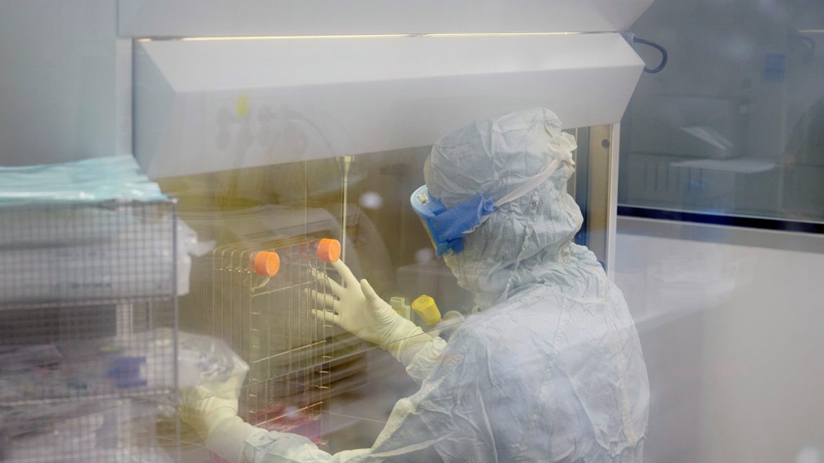 Un empleado trabaja en un laboratorio de un hospital infantil de Madrid, en una foto de archivo.