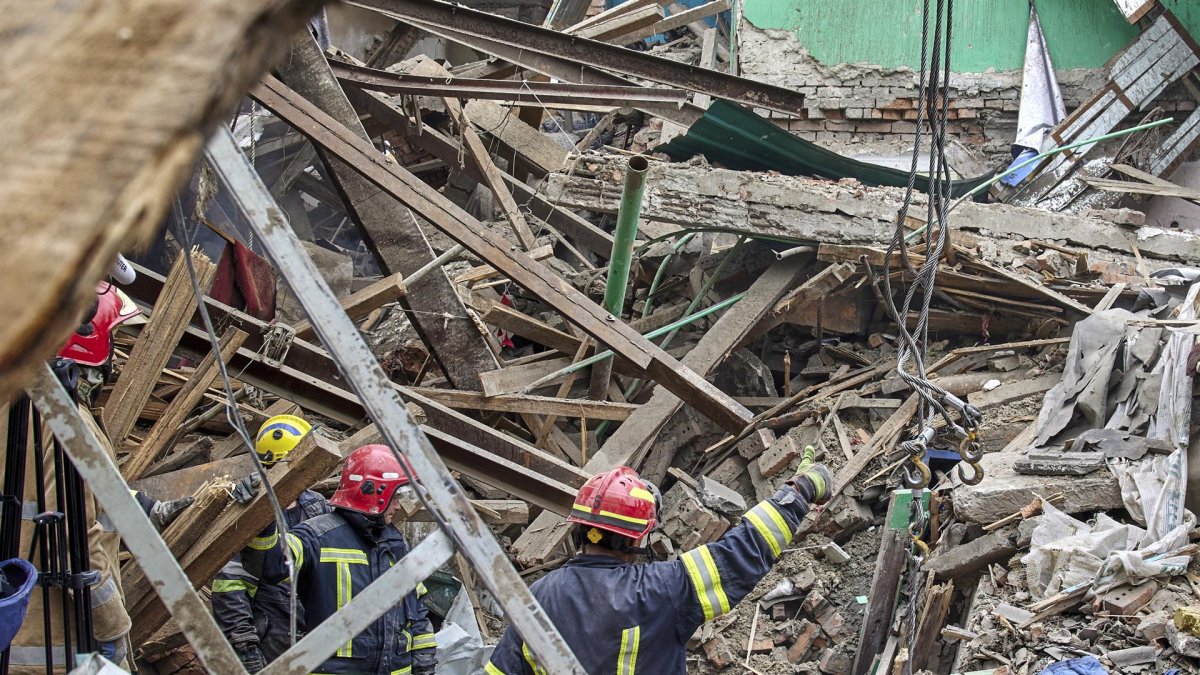 Edificio bombardeado en Ucrania