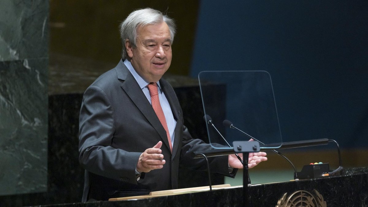 El secretario general de la ONU, António Guterres, habla durante una conferencia de revisión del Tratado de No Proliferación nuclear (TNP), este 1 de agosto de 2022, en Nueva York.