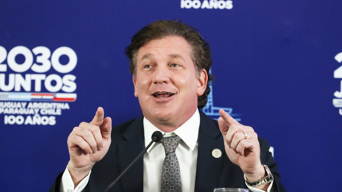 El presidente de la Conmebol, Alejandro Domínguez, habló sobre el lanzamiento de la candidatura sudamericana, que tuvo lugar este martes en el Estadio Centenario de Montevideo.