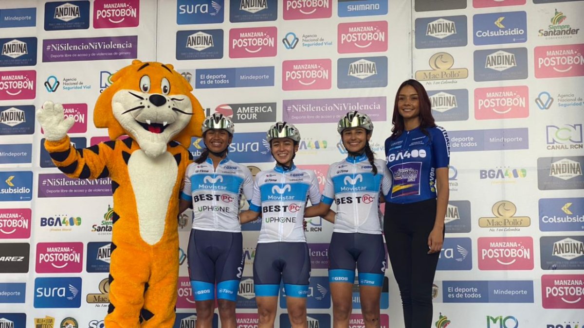 Vivar (c) con las otras dos tricolores que destacaron en la prueba.