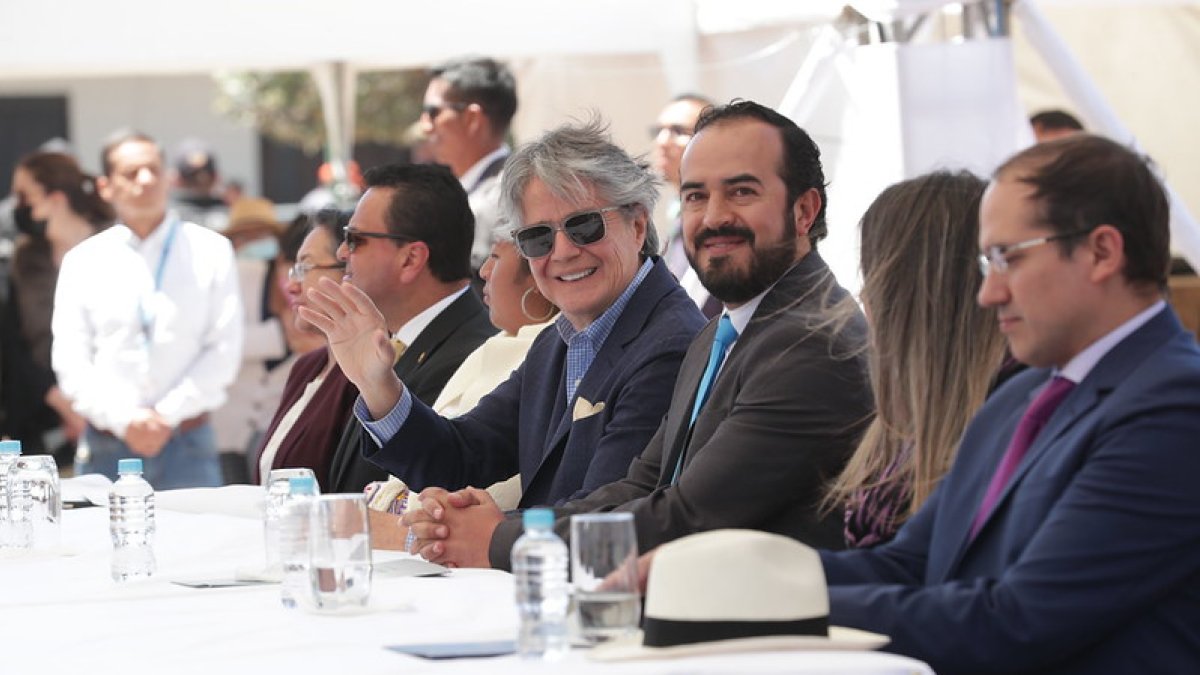 Foto de archivo del presidente de la República, Guillermo Lasso, en la cantonización de Nabón.